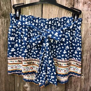 royal blue, floral Blu Pepper boutique shorts